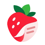 Strawfy strawberry and folded-note logo